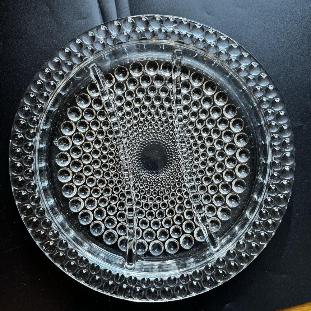 Thousand Eye Hobnail Boppie 11" Divided Relish Platter Dish‎ Vintage